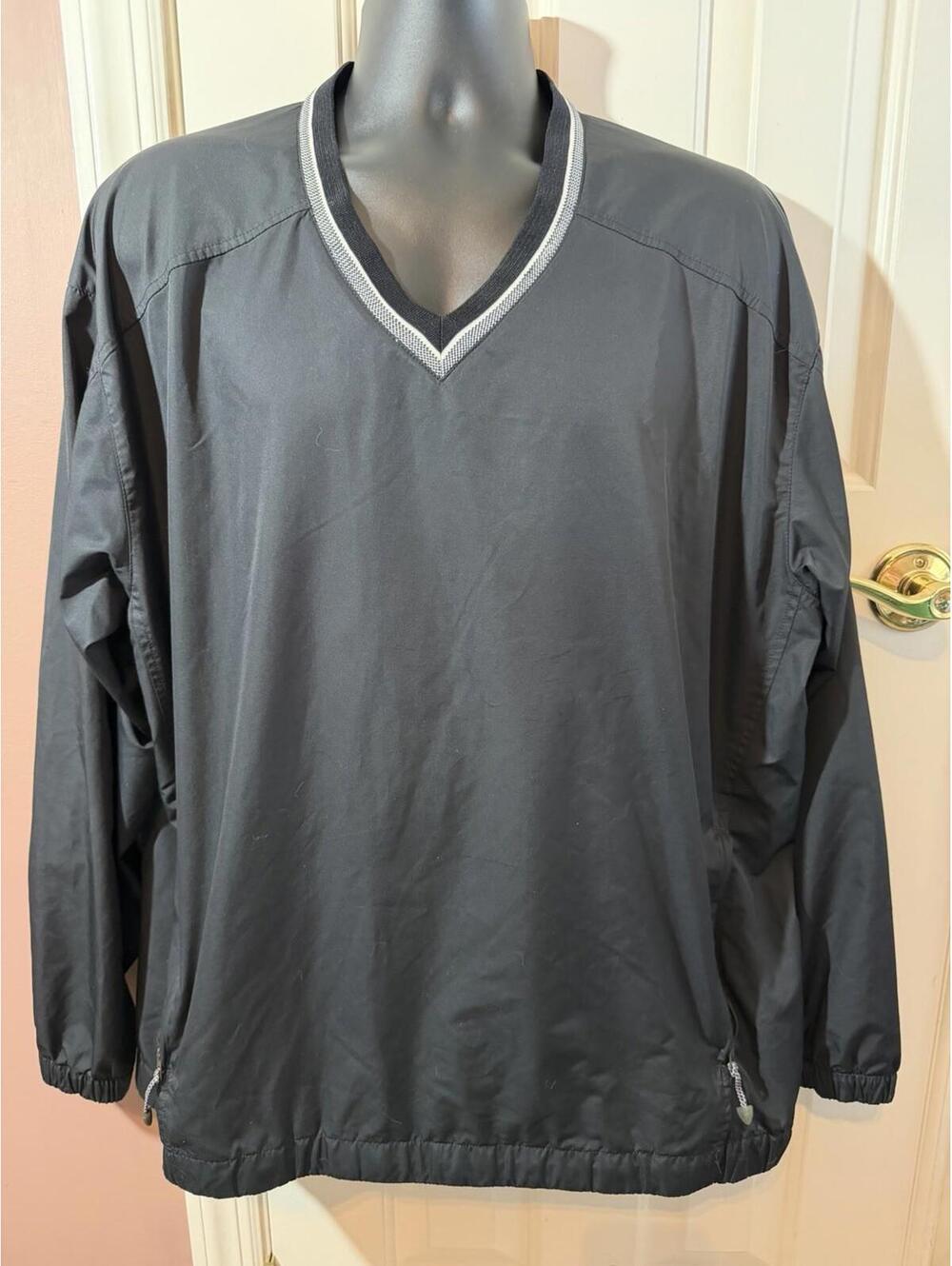 Vintage Nike Golf Clima Fit Windbreaker Mens XL Black V Neck Pullover Y2K